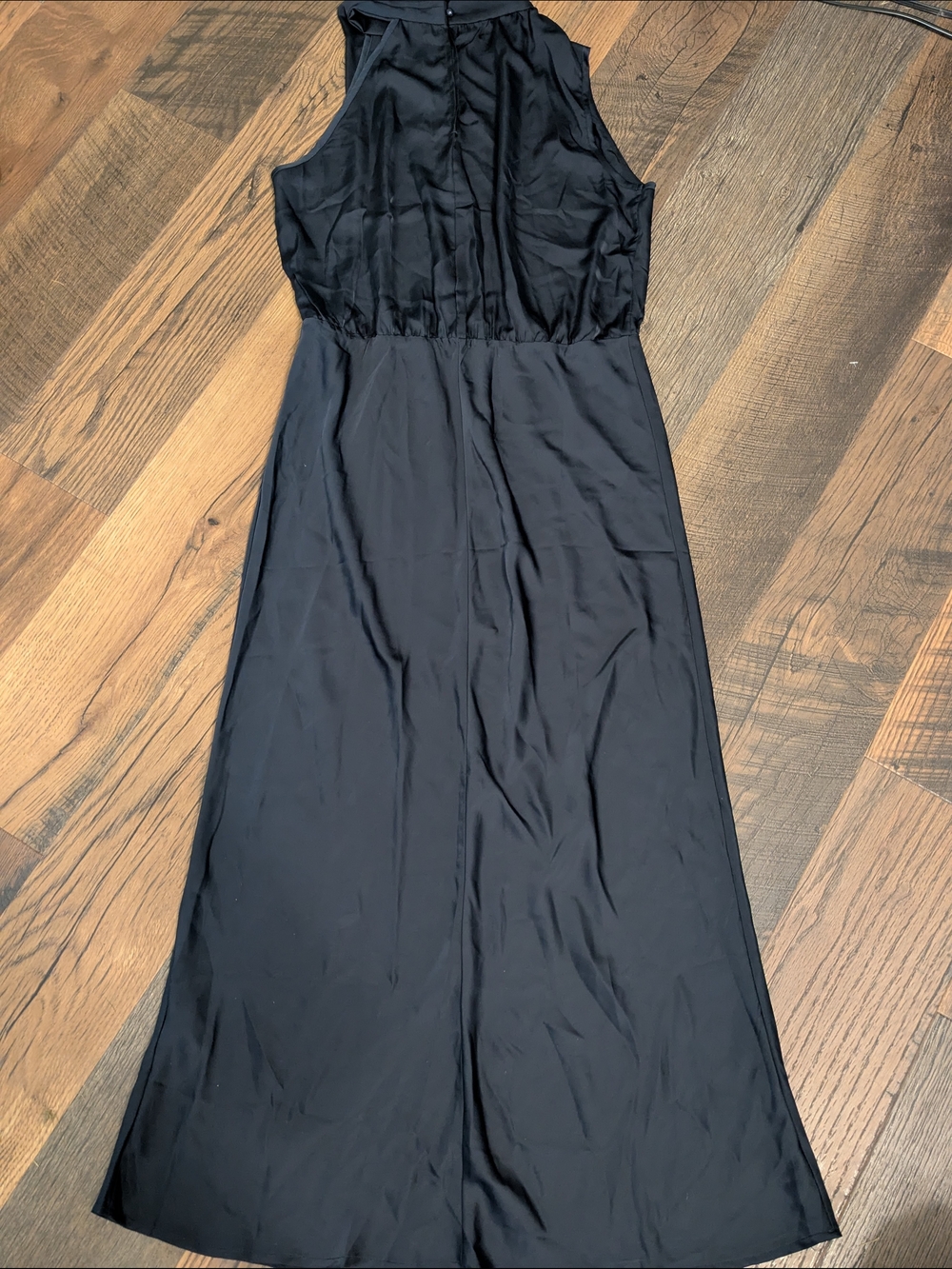 PrettyGarden Chic Satin Mock Neck Maxi Dress L Navy Sleeveless Party Cocktail - Picture 2 of 9